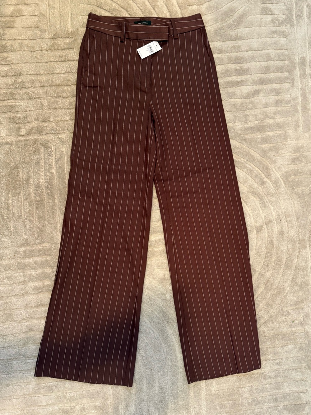 Ann Taylor Women's Maroon Pinstripe Wide-Leg Dress Pants